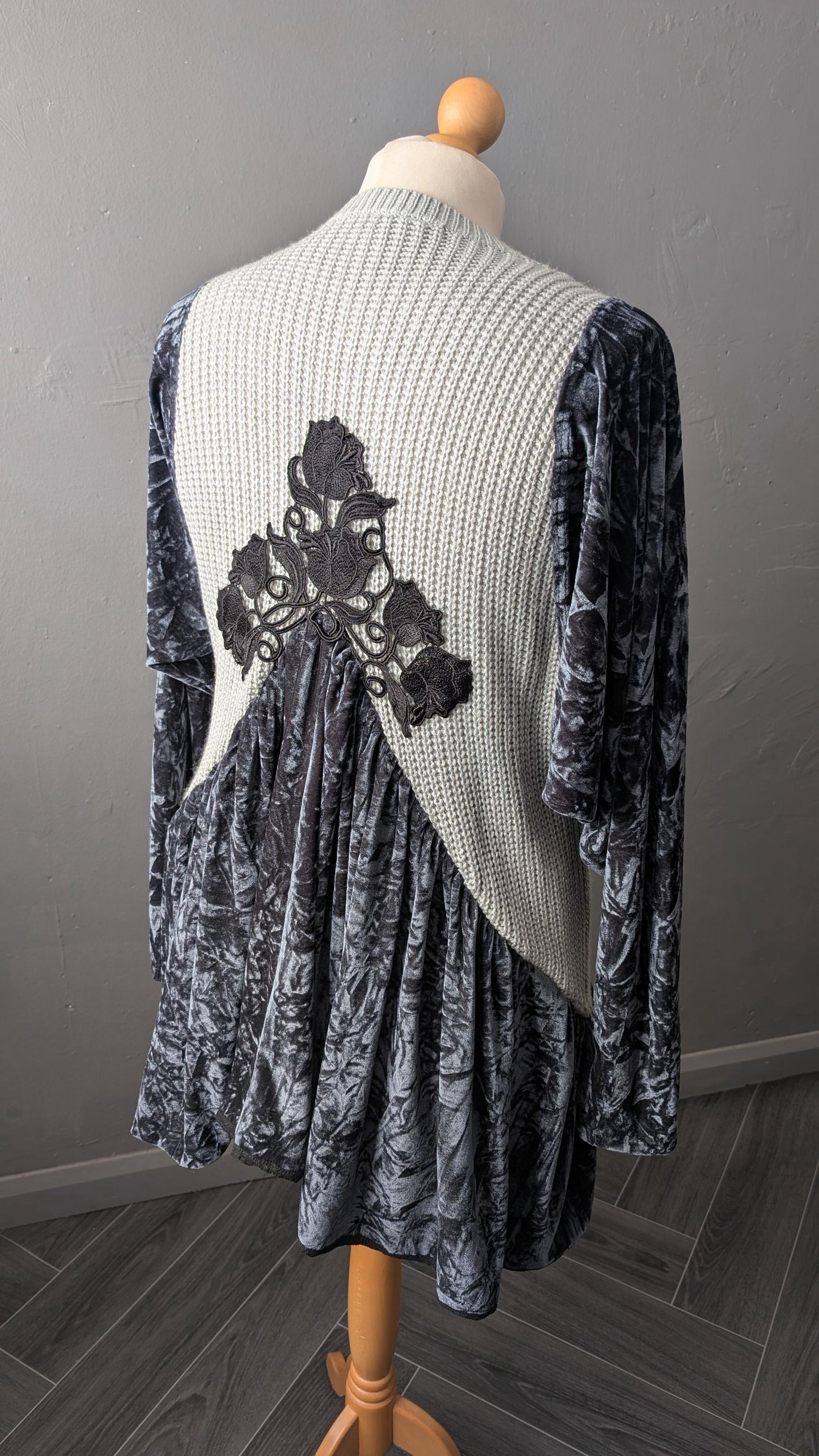 Boho Fae Jumper, Batwing Velvet Top, Upcycled Plus Size