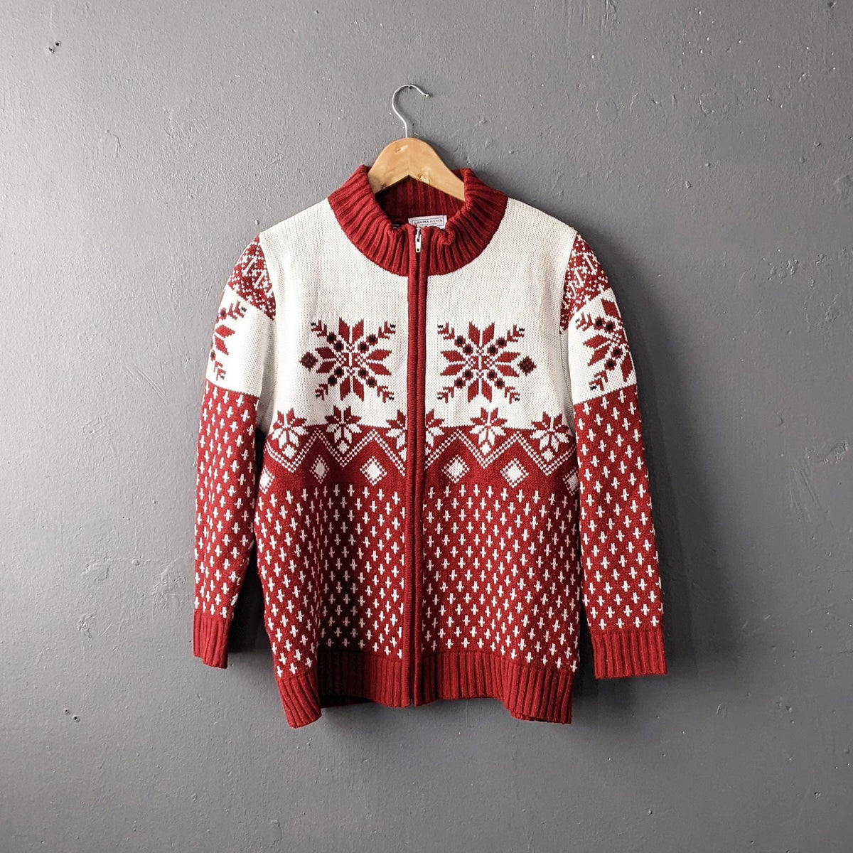 Y2k Norwegian Zip Cardigan by Laura Kent, Scandinavian Kofter, Size Large