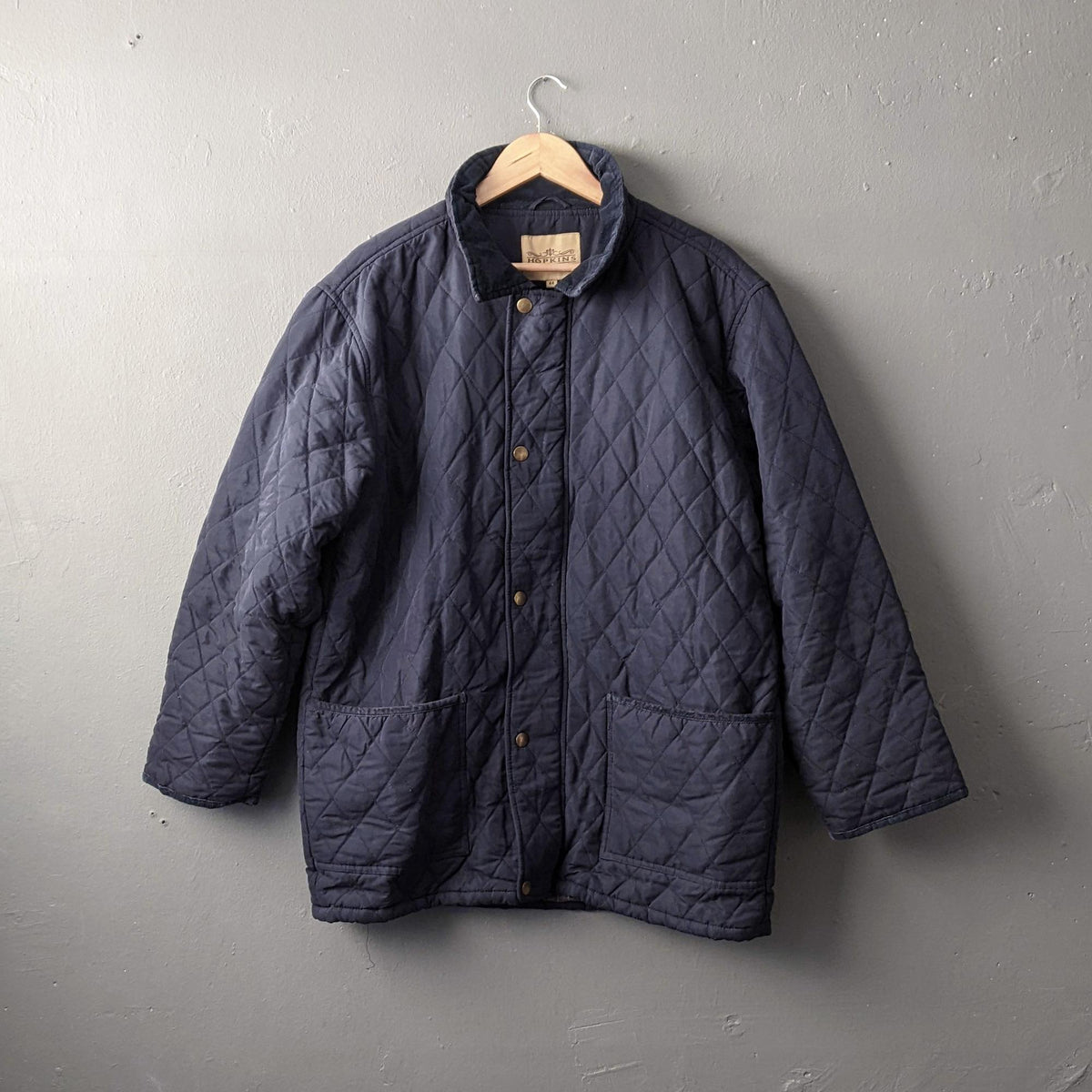 90s Quilted Liner Coat by Hopkins, Diamond Padded Jacket, 46 Chest Large XL