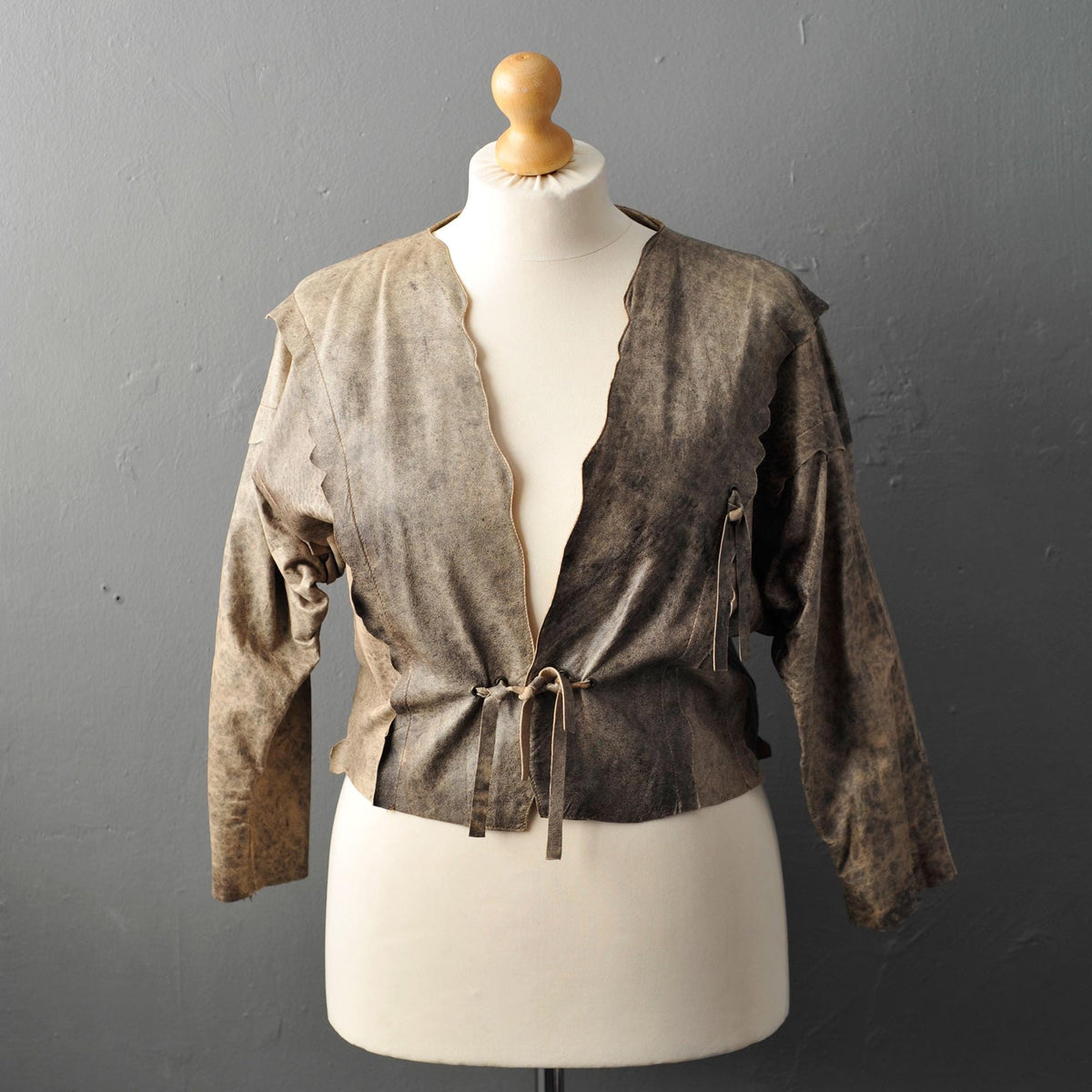 80s Leather Coat, Eighties Apocalypse Cave Girl Jacket, Size Large