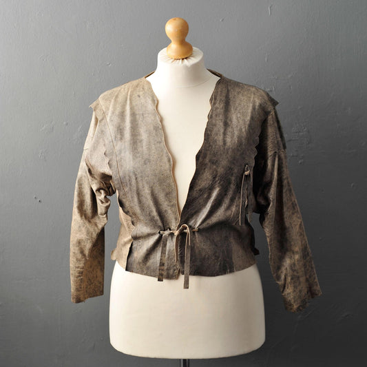80s Leather Coat, Eighties Apocalypse Cave Girl Jacket, Size Large