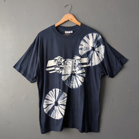 Indigo Shibori Tie Dye T-shirt, Hand Dyed Mens Top, Size Large