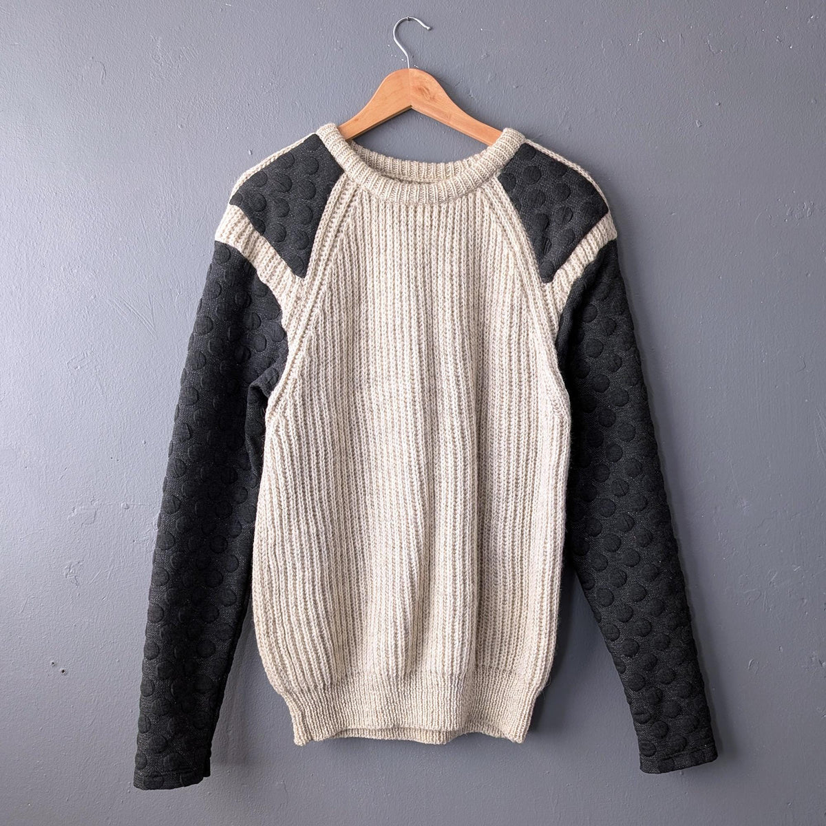 Mens Chunky Knit Wool Sweater, Modern Upcycled Pullover, 40 Chest
