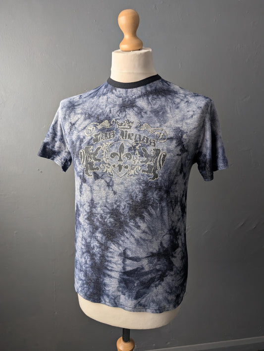 Las Vegas T-shirt in Dark Blue Tie Dye, Size Small Medium