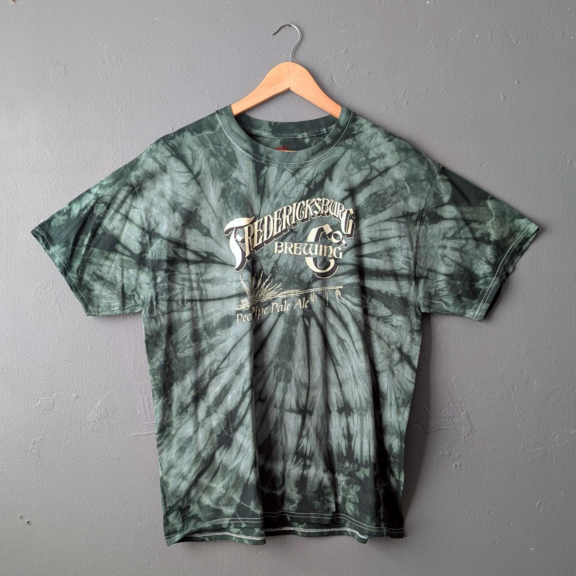 Fredericksburg Tie Dye Tshirt, Upcycled Beer Enthusiast Top, Size Medium