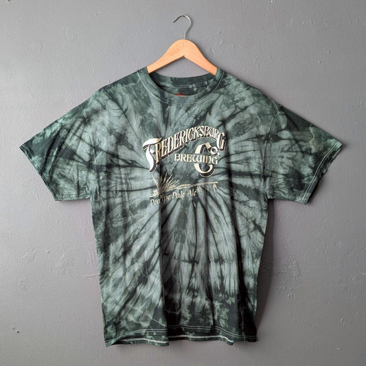 Fredericksburg Tie Dye Tshirt, Upcycled Beer Enthusiast Top, Size Medium