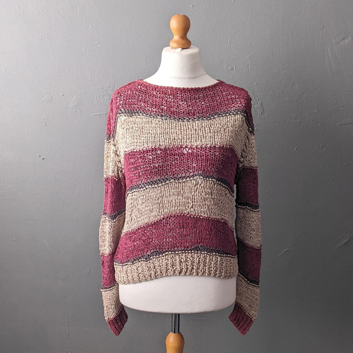Knitted Suede Leather Jumper, Vintage Punk, Size Medium