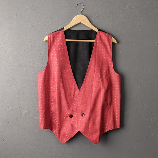 Mens Jacquard Waistcoat, 80s Vintage Grooms Vest, 44 Chest Size Large