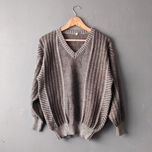 90s Neutral Grey Brown Jumper, Size Medium