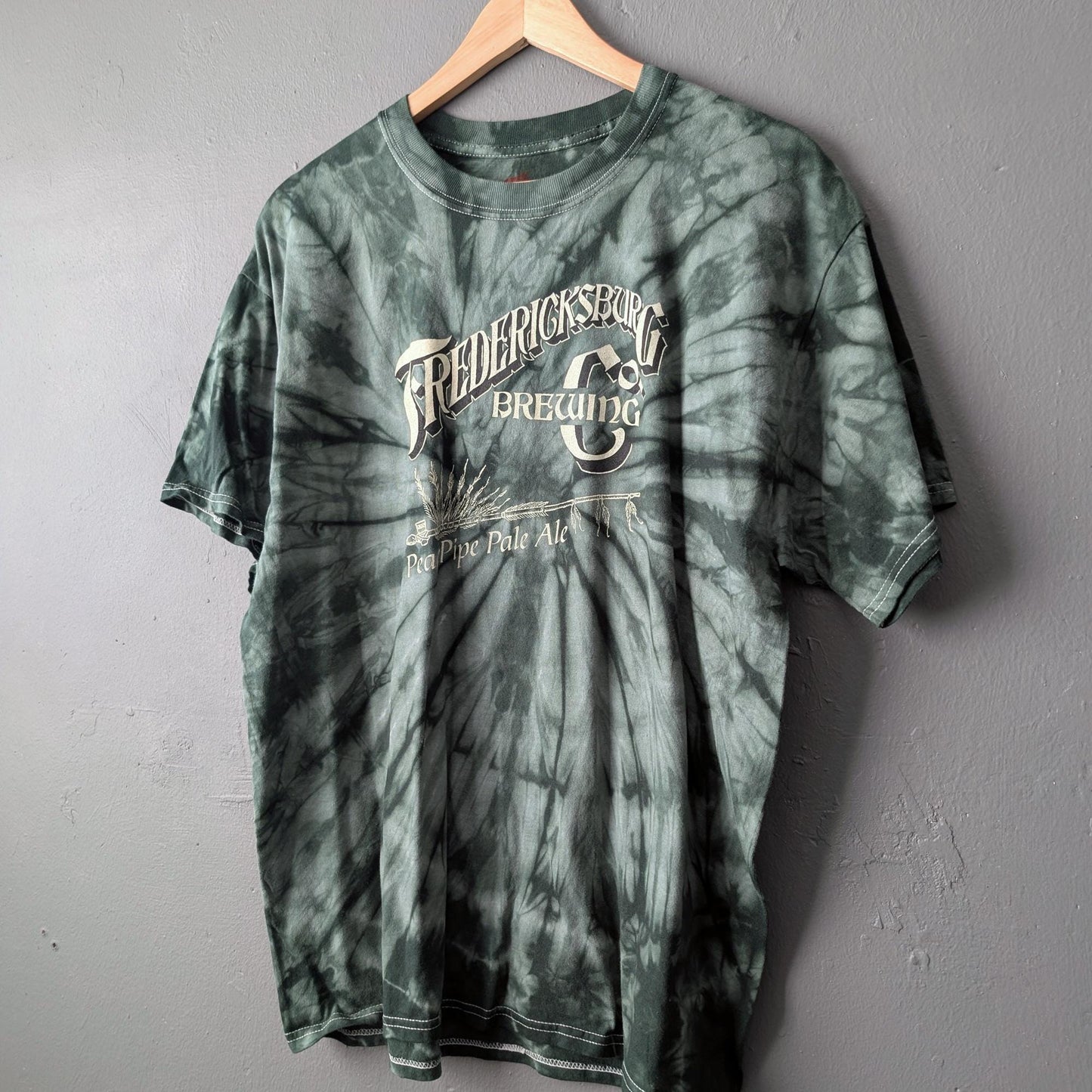 Fredericksburg Tie Dye Tshirt, Upcycled Beer Enthusiast Top, Size Medium