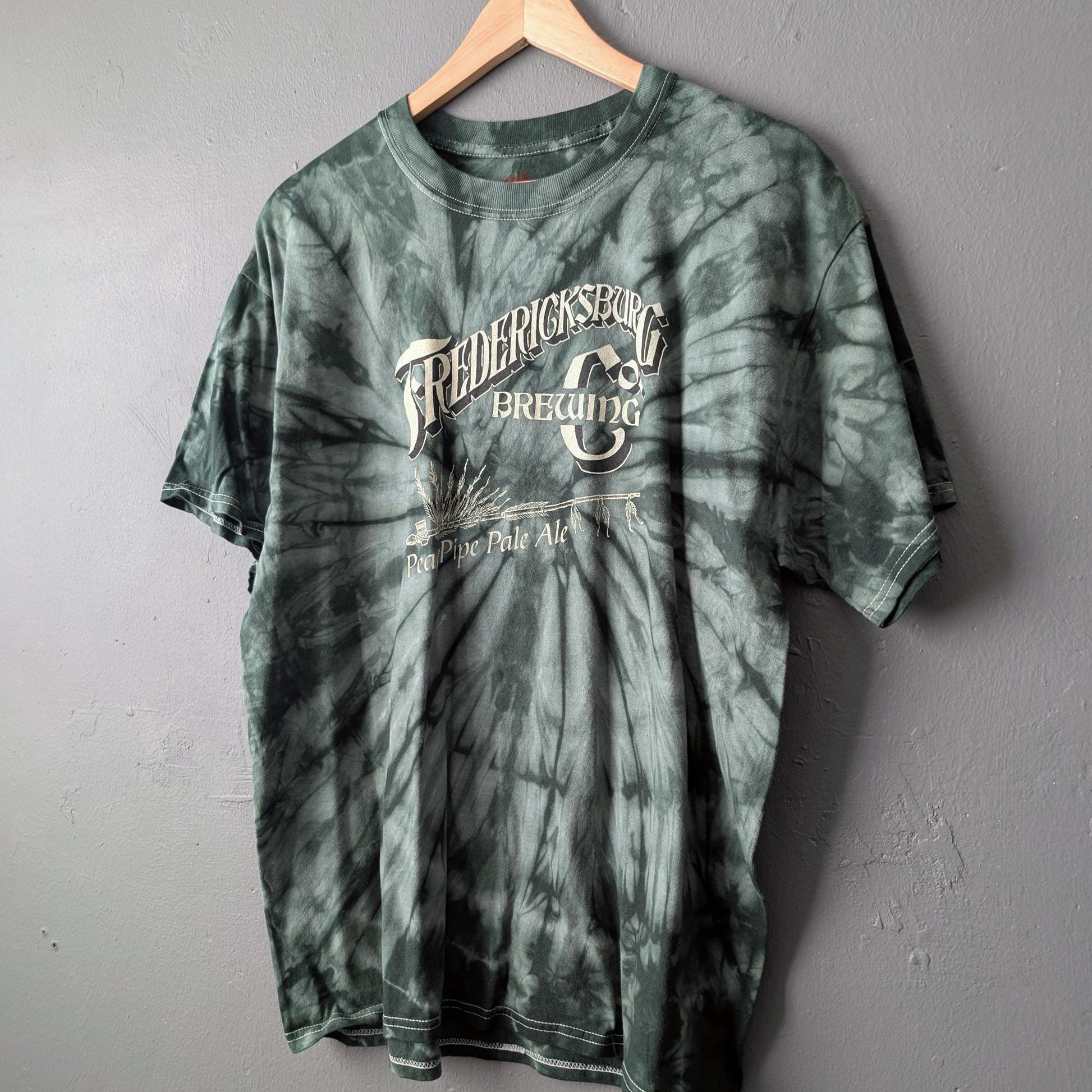 Fredericksburg Tie Dye Tshirt, Upcycled Beer Enthusiast Top, Size Medium