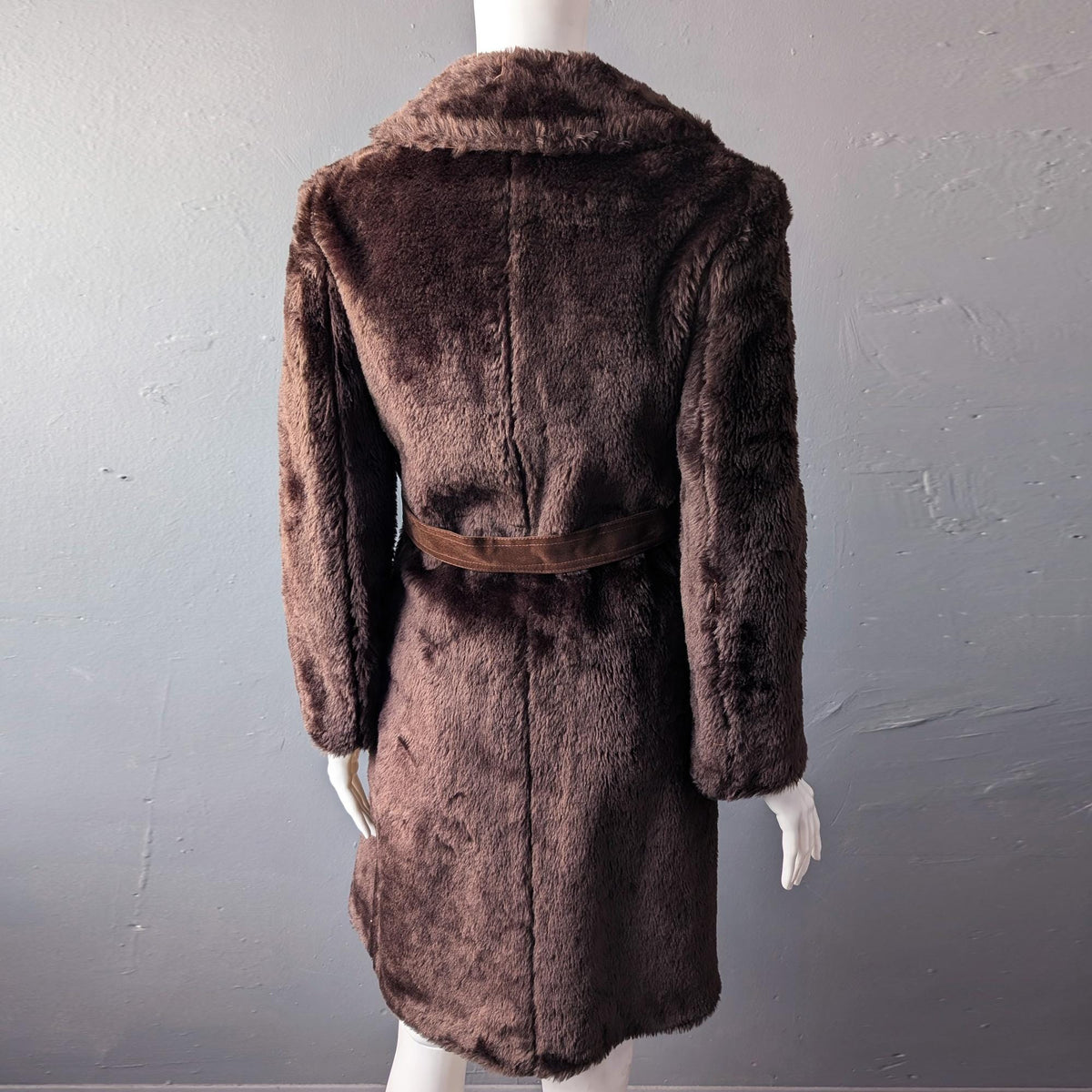 90s Faux Fur Coat, Double Breasted Vegan Winter Jacket, Size Small