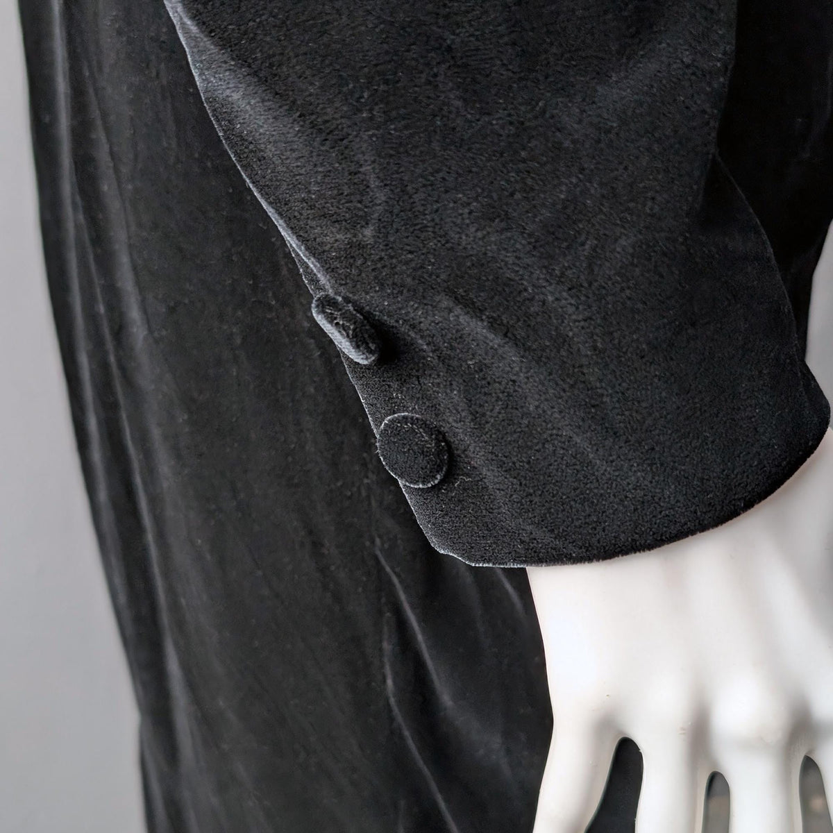 80s Black Velvet Wrap Dress, Size Medium