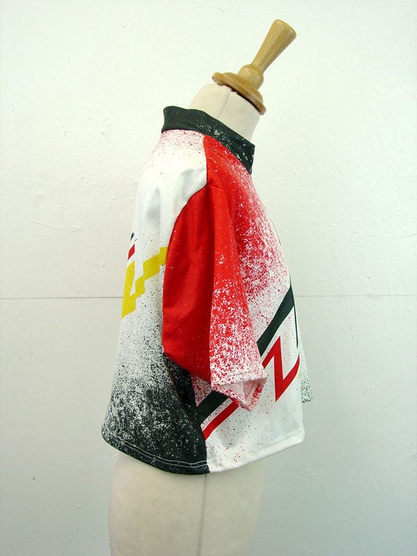 Loose Sporty Crop Top, Reworked Cycling Jersey, Size Small to Medium