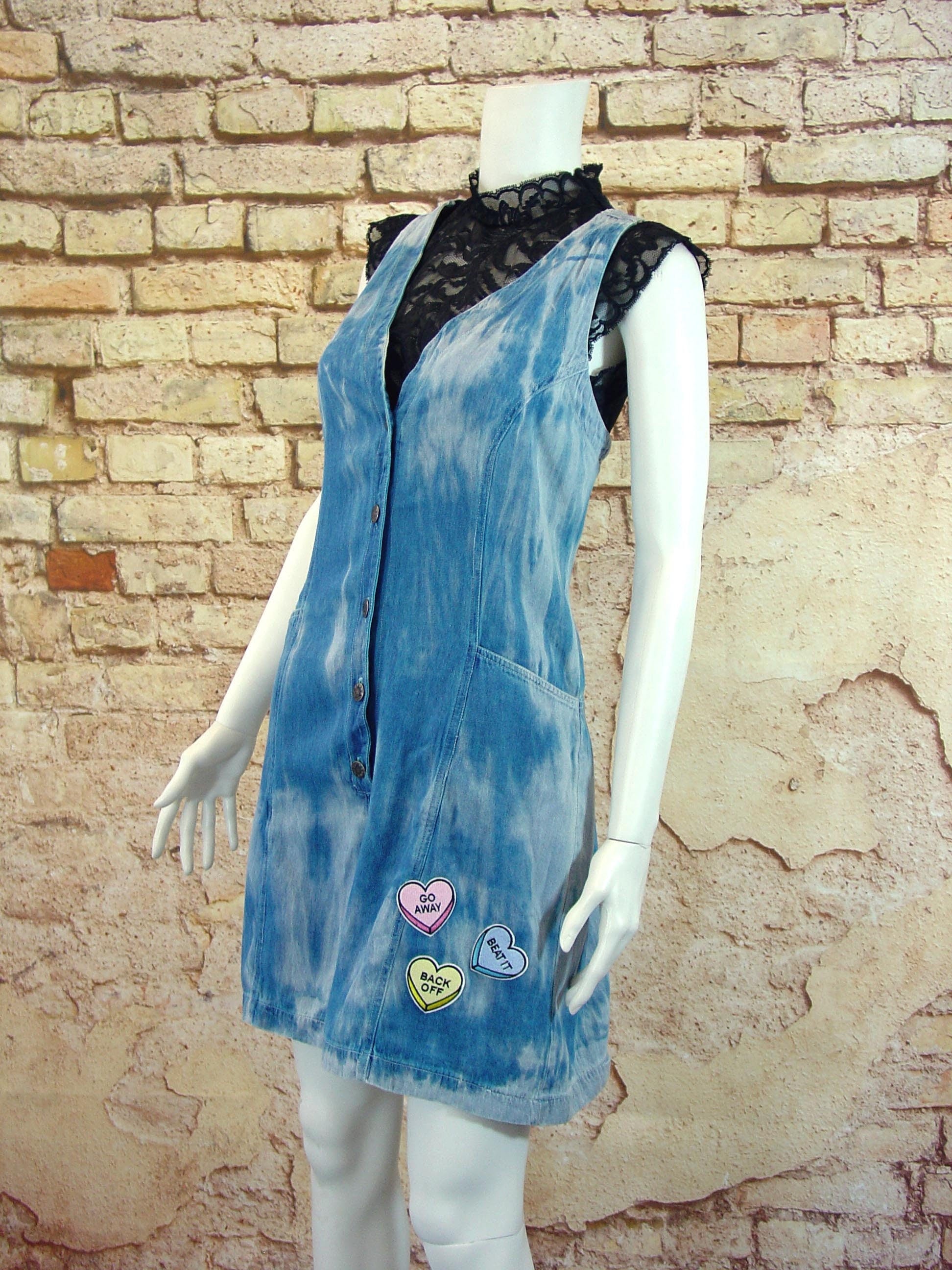 Tie Dye Denim Jumpsuit, Short Flared Overalls, Candy Festival Culotte Playsuit, Size Medium