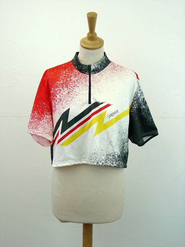 Loose Sporty Crop Top, Reworked Cycling Jersey, Size Small to Medium