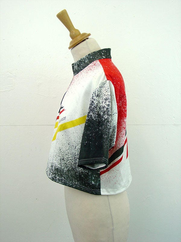 Loose Sporty Crop Top, Reworked Cycling Jersey, Size Small to Medium