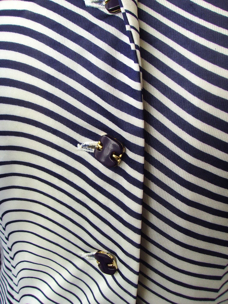 70s Shirt Dress with Ombre Gradient Waves, Op Art Daydress, Size Medium