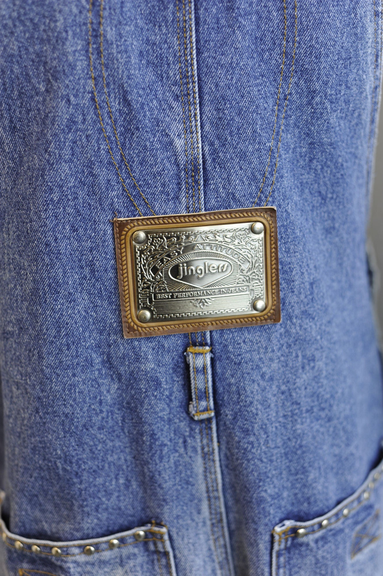 80s Jinglers Dungarees, Stonewash Denim Workwear Bib Overalls, 35 waist