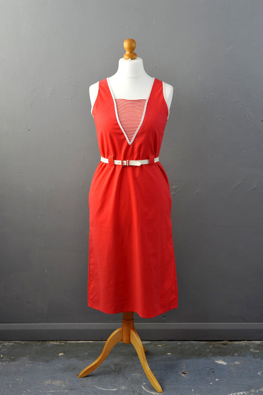 Eighties Sundress with Pockets, Vintage Tesco Cotton Summer Dress, Size Small
