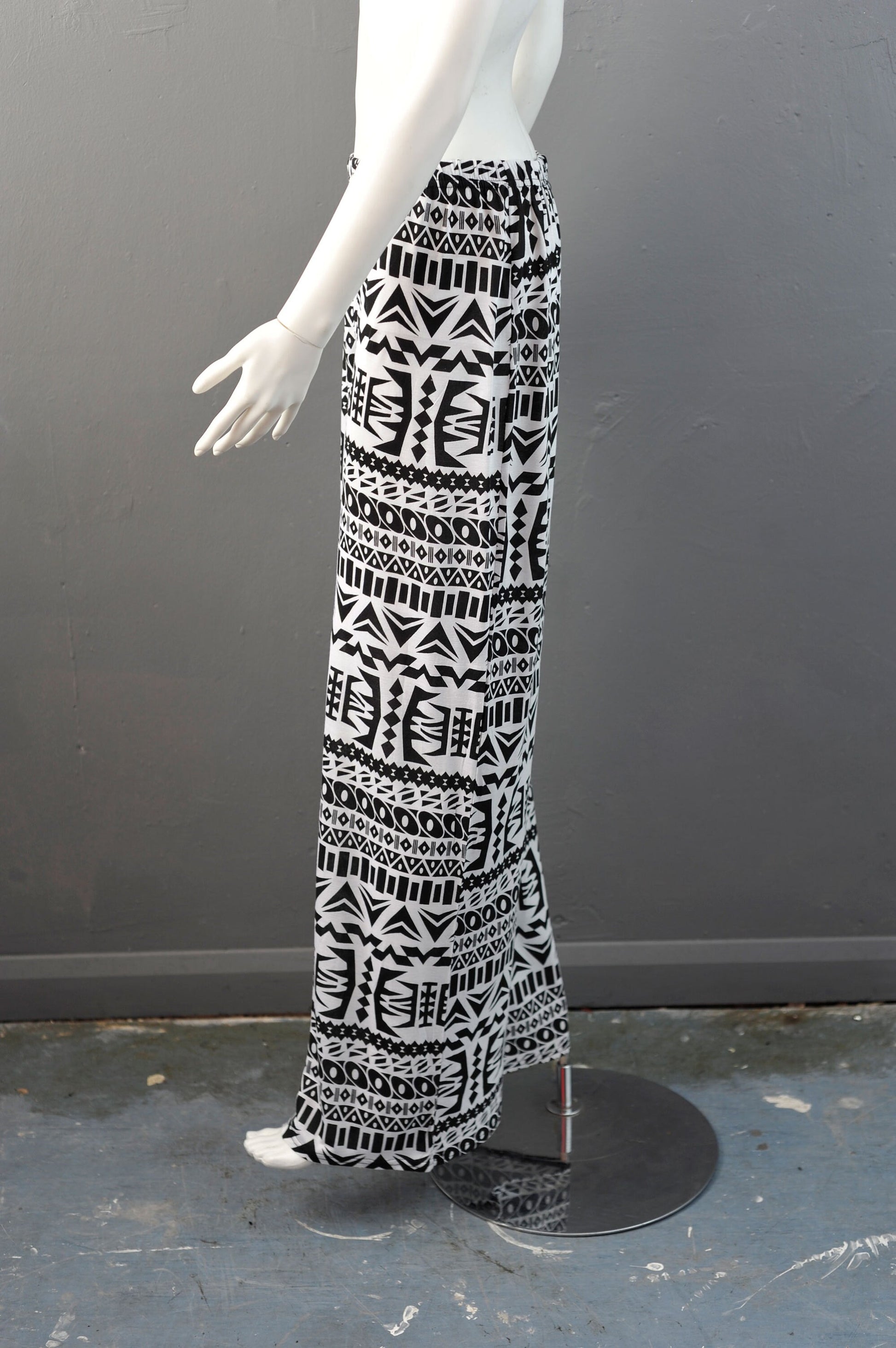 90s Wide Leg Summer Trousers, Retro Tribal Flares, Size Medium Large