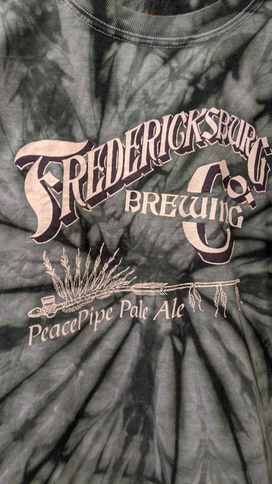 Fredericksburg Tie Dye Tshirt, Upcycled Beer Enthusiast Top, Size Medium