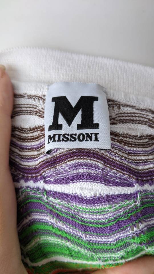 Vintage M MISSONI Knitted Dress, Multicoloured Cotton, Size Small