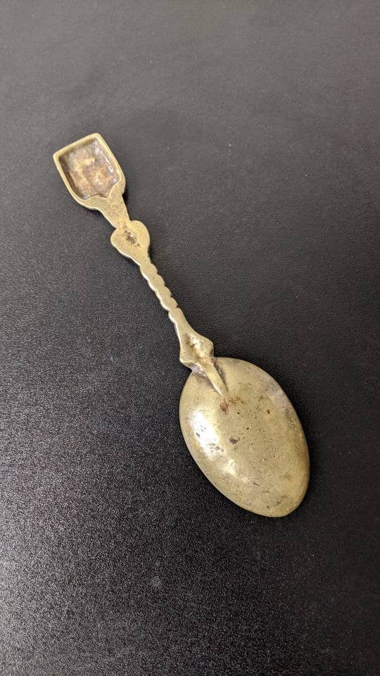 Decorative Heraldic Brass Spoon, Vintage Tourist Kitsch