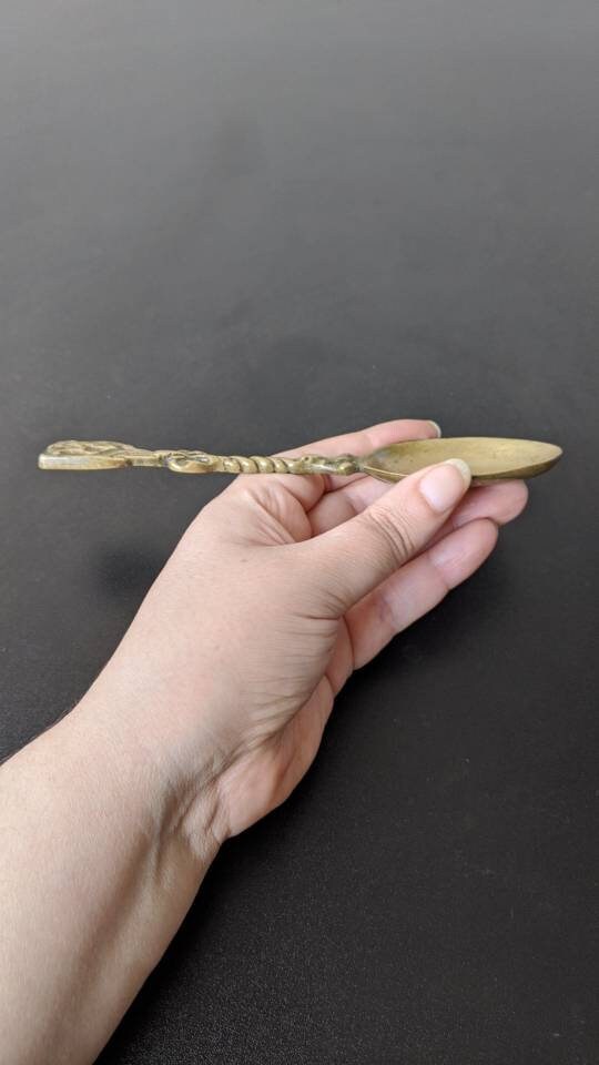 Decorative Heraldic Brass Spoon, Vintage Tourist Kitsch