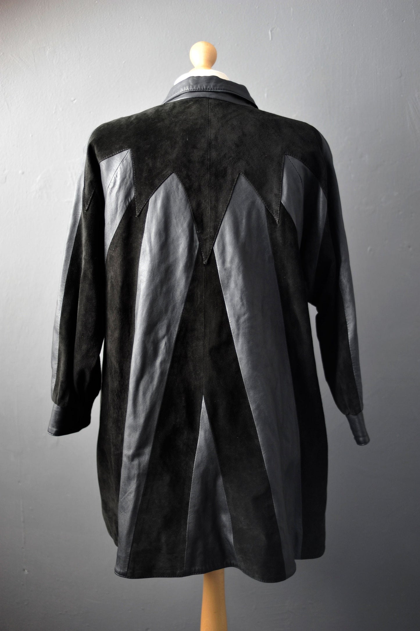 80s Italian Leather Suede Swing Coat, Plus Size XL