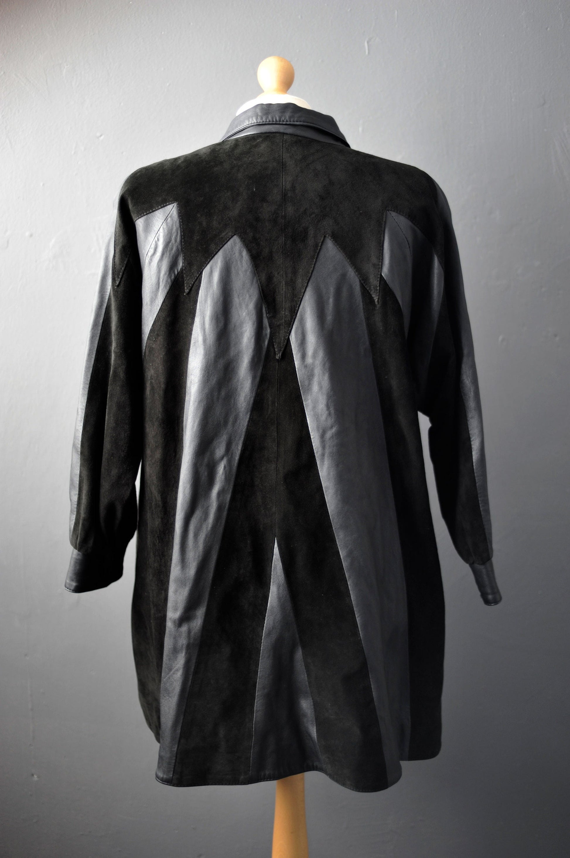 80s Italian Leather Suede Swing Coat, Plus Size XL