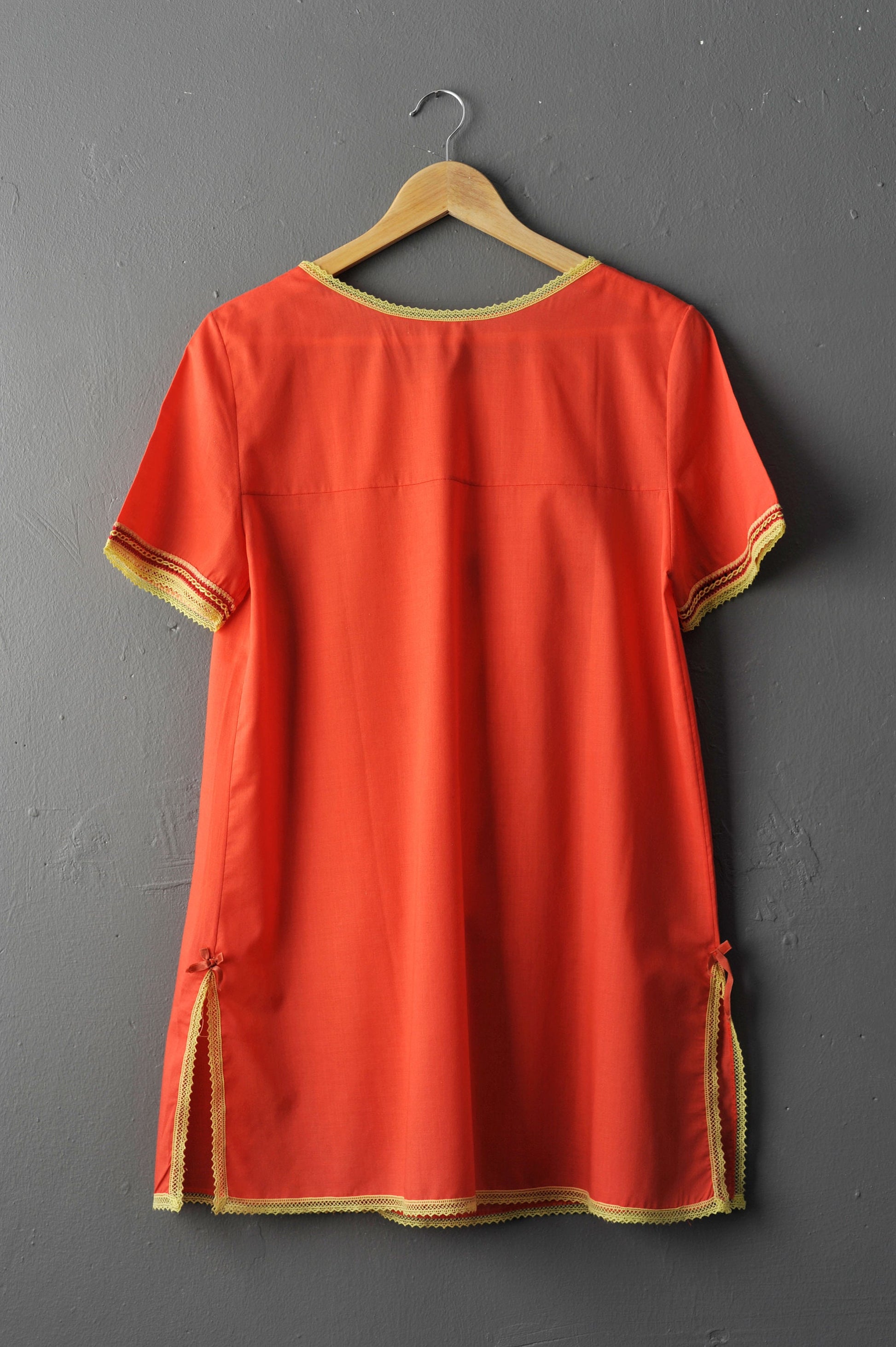 60s Short Orange Nightie by Triumph International, Vintage Sleepwear, Size Medium