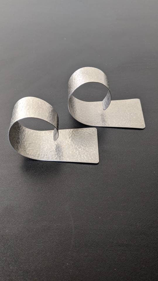 Pair of Vintage Modernist Napkin Rings, Plated Spiral Serviette Holders