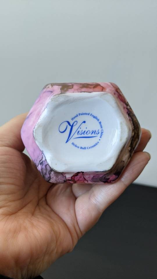 Handpainted Bone China Milk Jug, Watercolour Marbled Creamer by Visions Pottery Helen Bull Ceramics