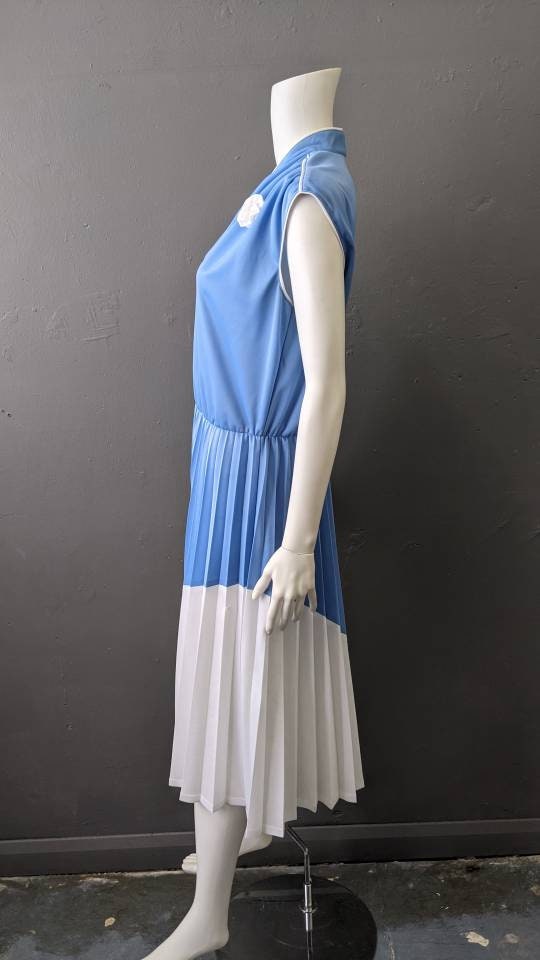 80s Pleated Sundress, Vintage Summer Tennis Dress, Size Medium Large
