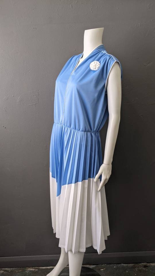 80s Pleated Sundress, Vintage Summer Tennis Dress, Size Medium Large