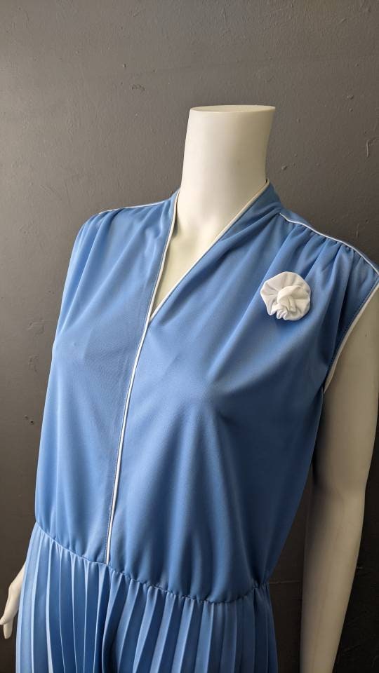 80s Pleated Sundress, Vintage Summer Tennis Dress, Size Medium Large