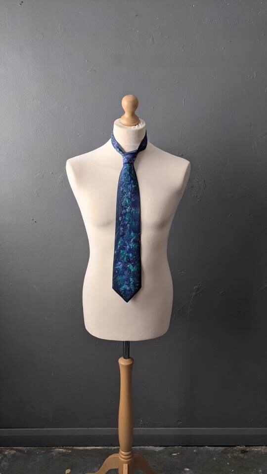 Vintage Hand Painted Silk Tie, Modernist Artistic Necktie