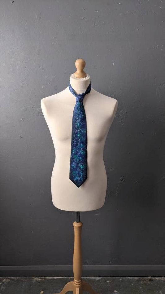 Vintage Hand Painted Silk Tie, Modernist Artistic Necktie