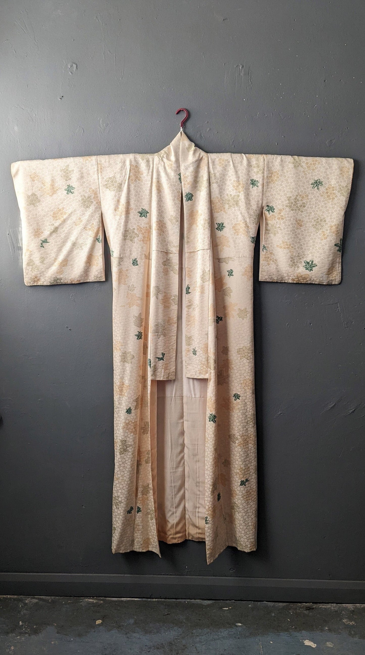 Vintage Maple Leaf Kimono, Japanese Kaede Late Summer Robe