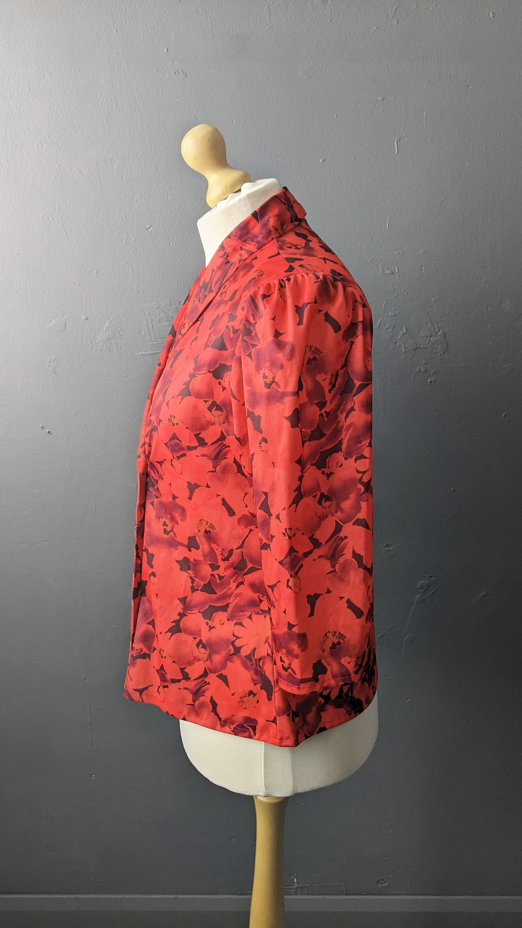 80s Floral Summer Blouse, Double-breasted Shirt, Plus Size Office Wear