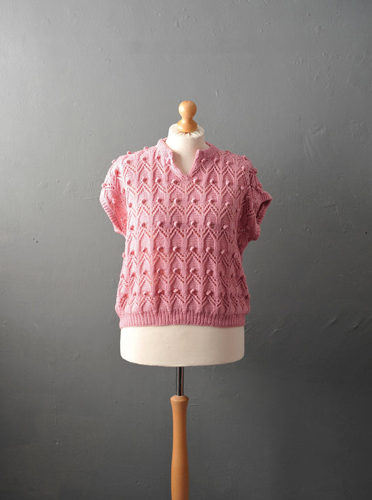 80s Gothic Arch Sweater, Summer Knit Slouchy Tank, Plus Size