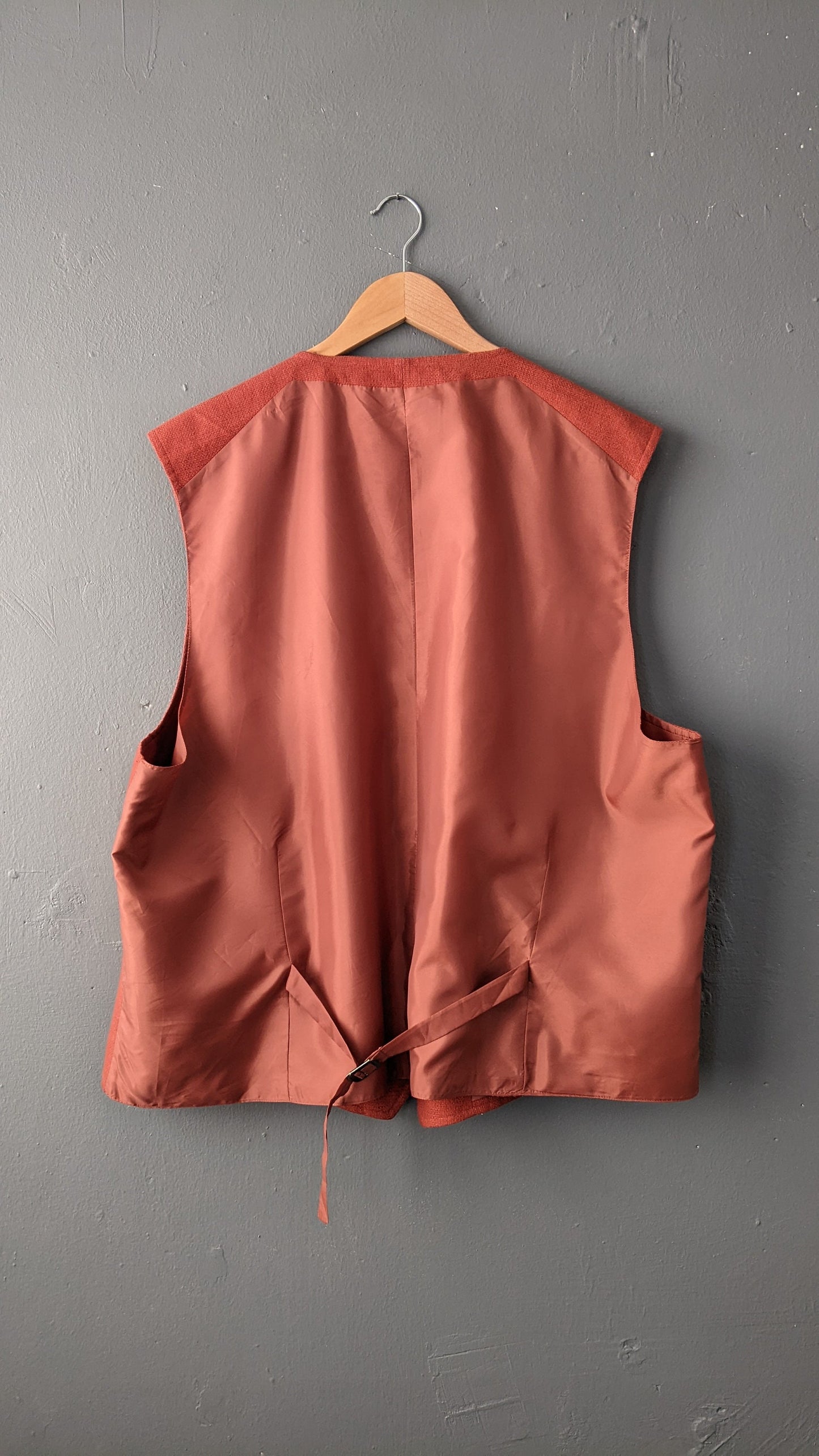 Mens Linen Blend Waistcoat, 90s Rustic Hipster, Size XXL 52 Chest