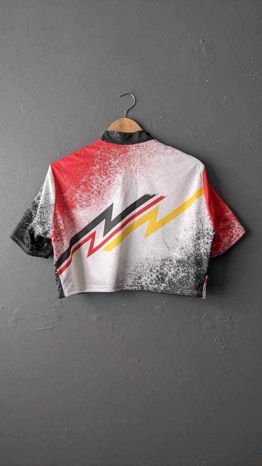 Loose Sporty Crop Top, Reworked Cycling Jersey, Size Small to Medium