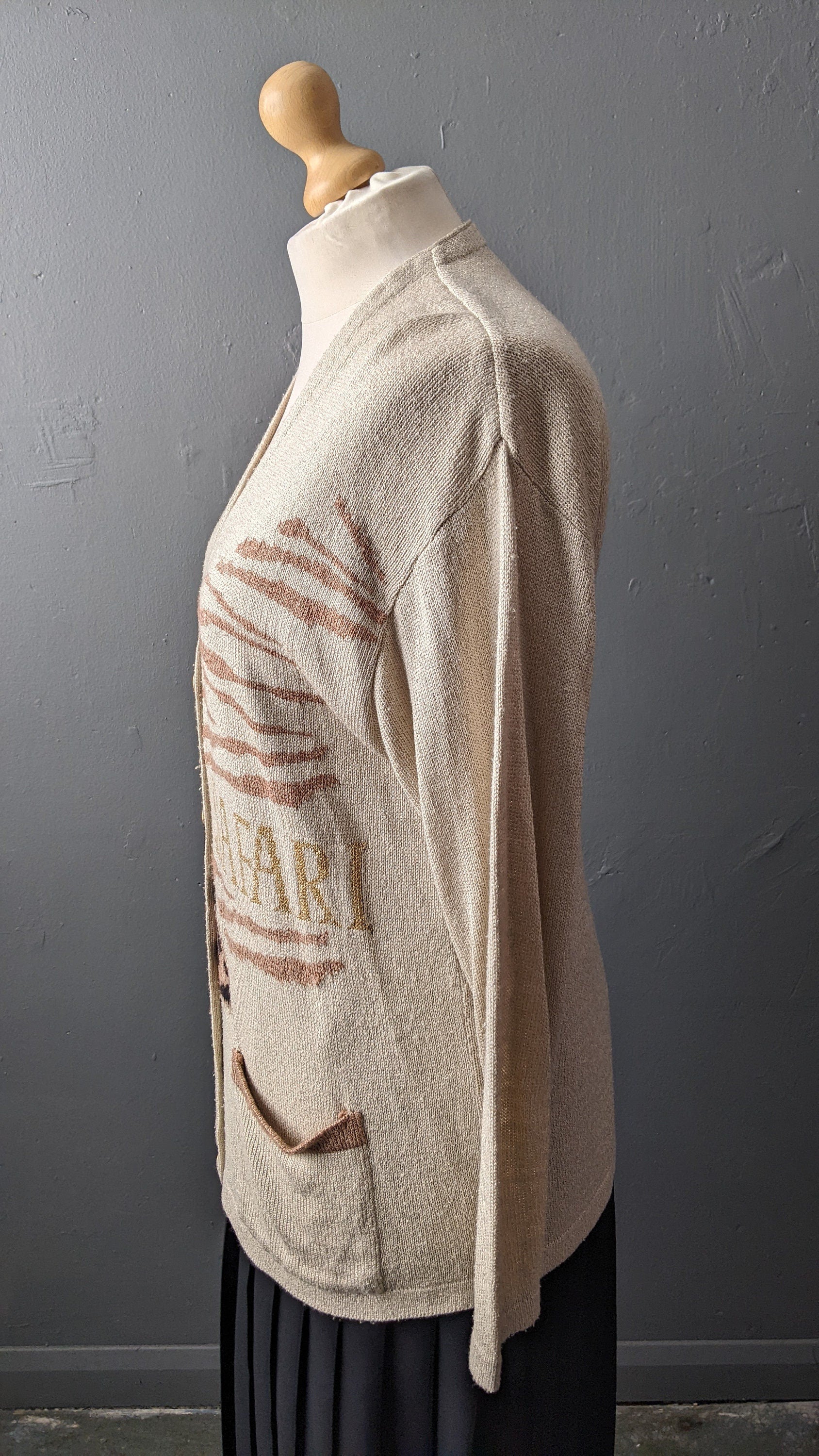 90s Silk Cardigan, Lightweight Summer Knit, Leopard Print Safari, Plus Size XXL