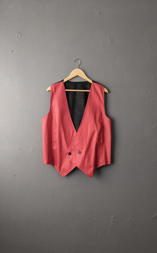 Mens Jacquard Waistcoat, 80s Vintage Grooms Vest, 44 Chest Size Large