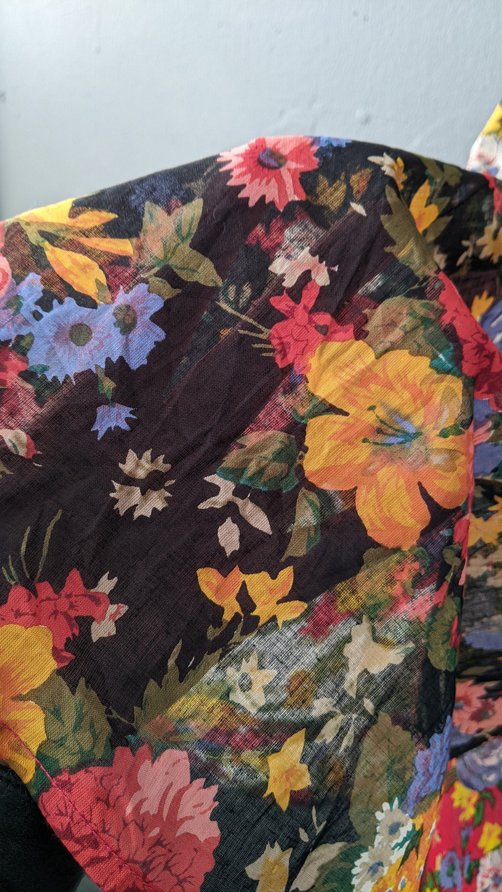 90s Multicoloured Floral Maxi Skirt, Floaty Semi Sheer Summer, Size Small