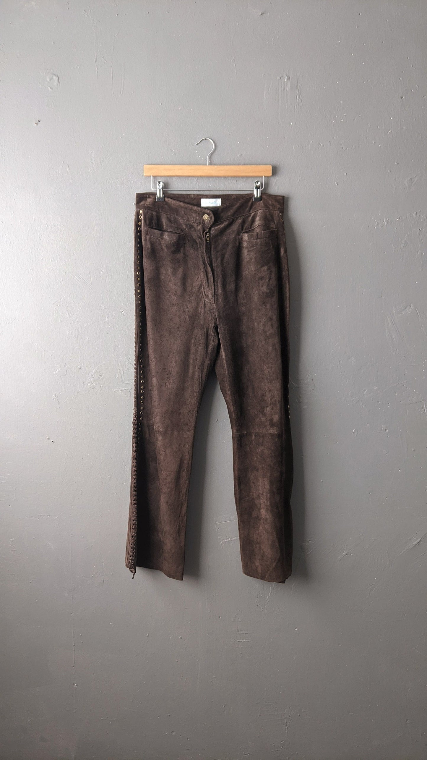 90s Brown Suede Bootcut Trousers, Size Large