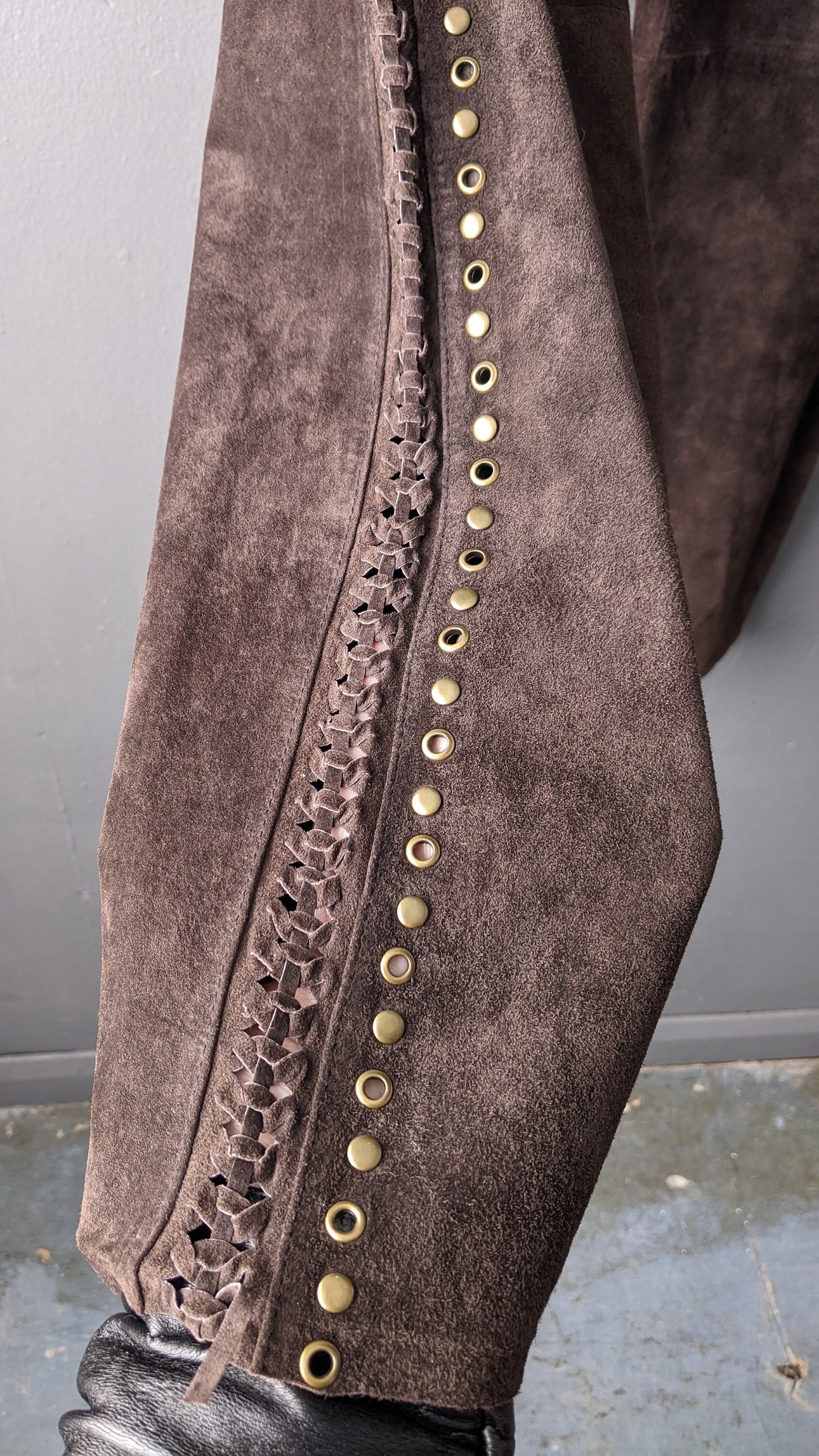 90s Brown Suede Bootcut Trousers, Size Large