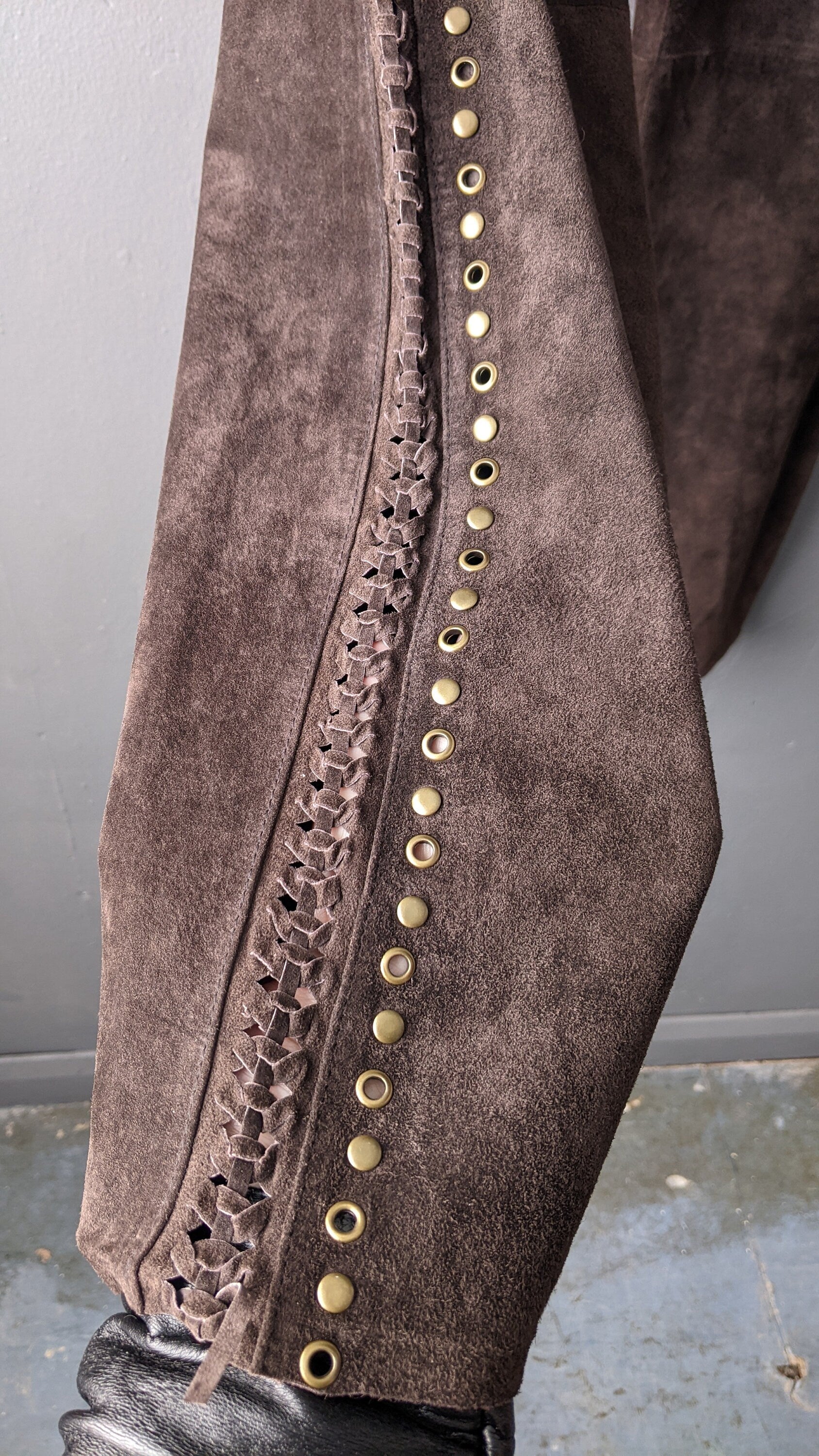 90s Brown Suede Bootcut Trousers, Size Large